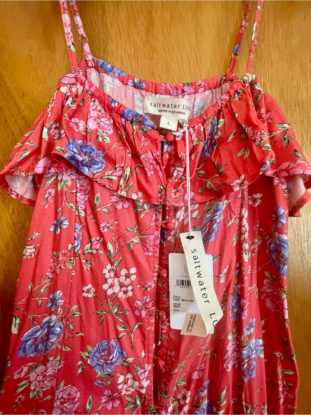 saltwater LUXE Red Floral Ruffle Cami Dress